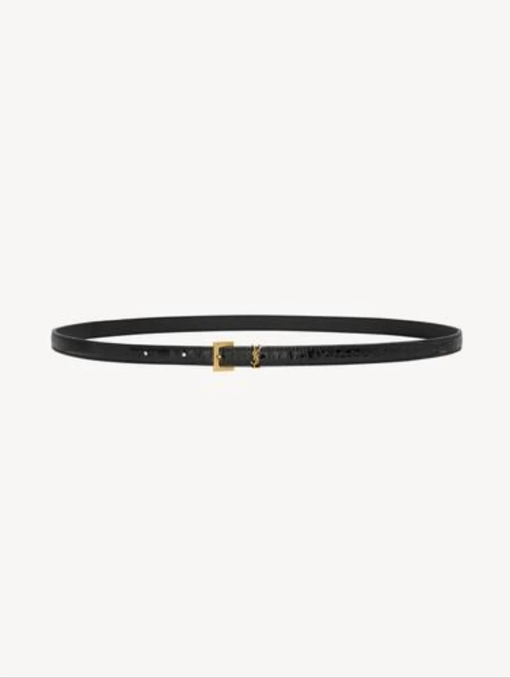 Brand New! YSL Saint Laurent CASSANDRE Thin Belt Smooth Leather BLACK Calfskin - Picture 8 of 14
